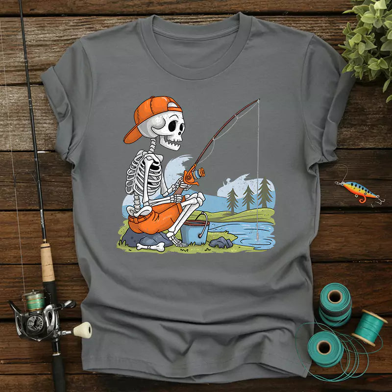 Skeleton Fishing Halloween T-Shirt