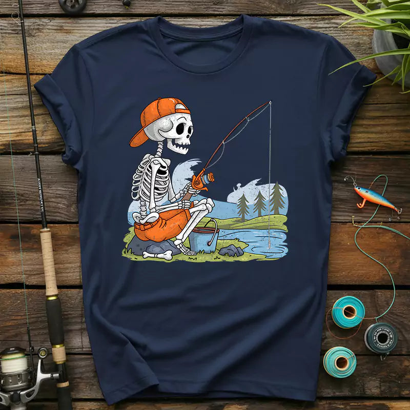 Skeleton Fishing Halloween T-Shirt