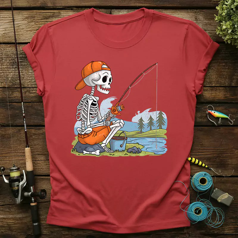 Skeleton Fishing Halloween T-Shirt