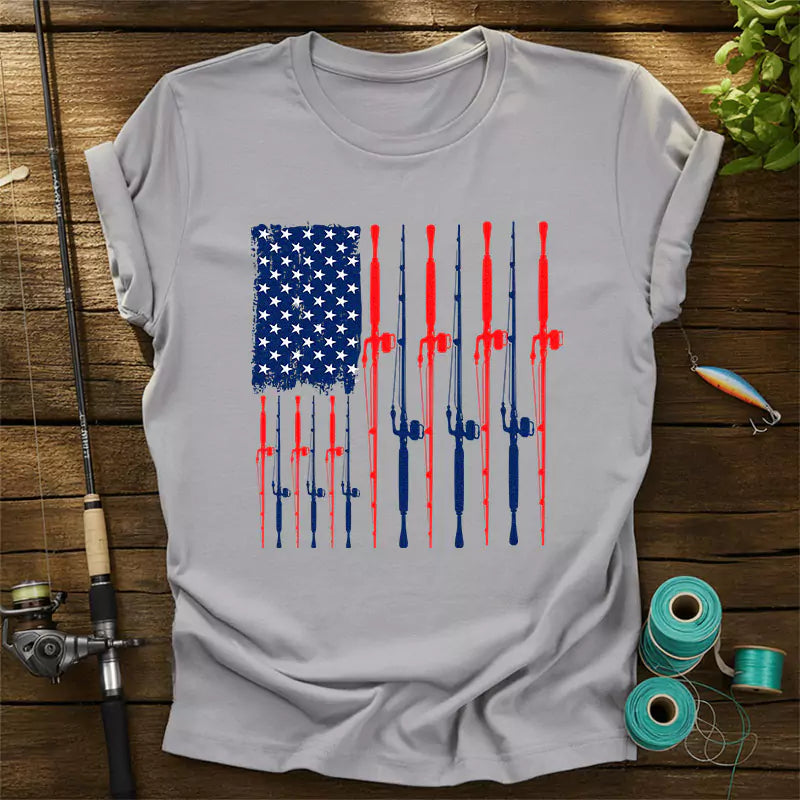 American Flag Fishing T Shirt