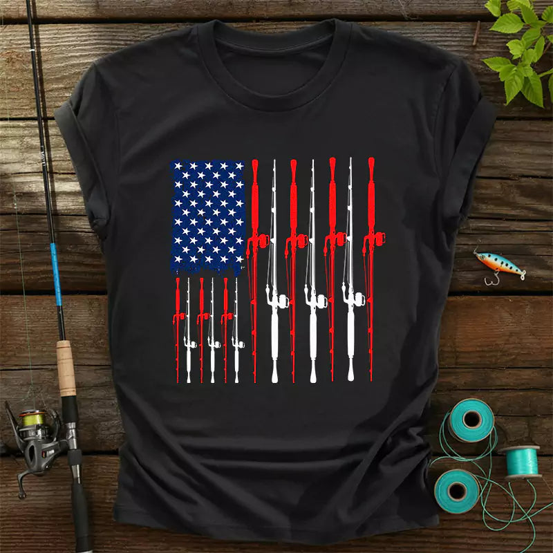 American Flag Fishing T Shirt