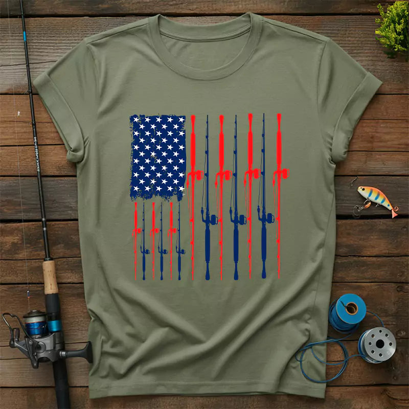 American Flag Fishing T Shirt