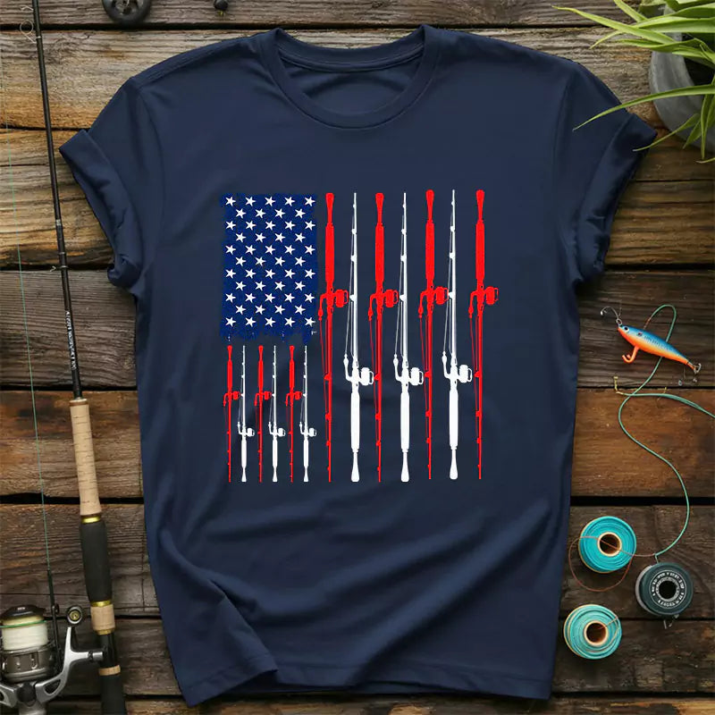 American Flag Fishing T Shirt