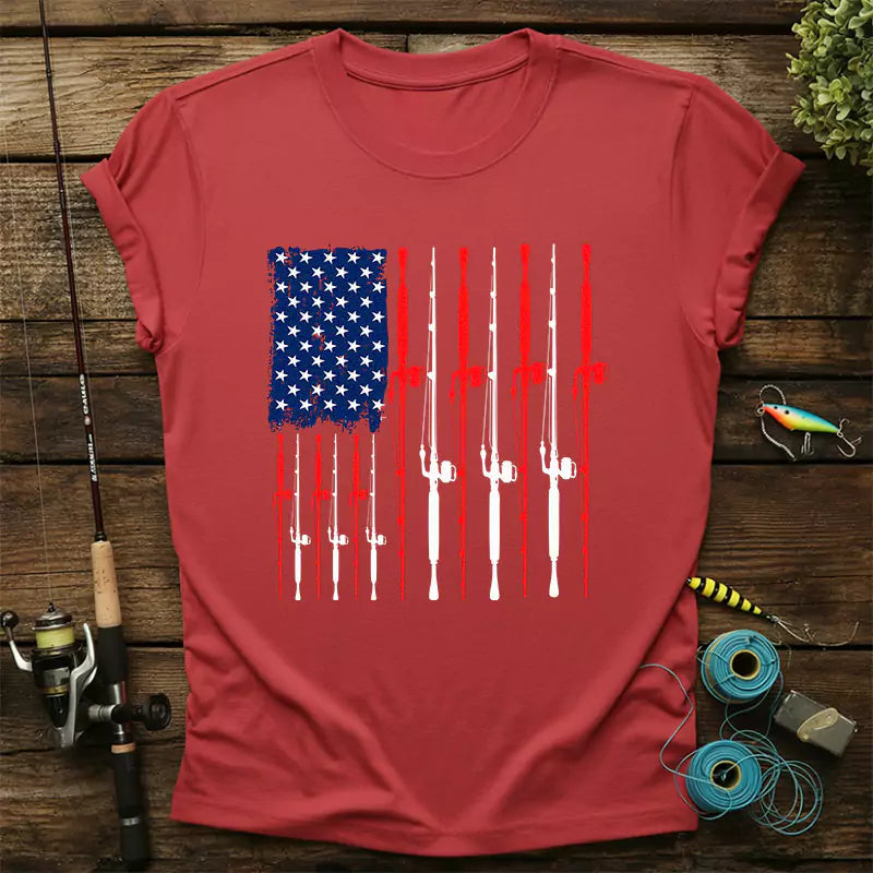 American Flag Fishing T Shirt