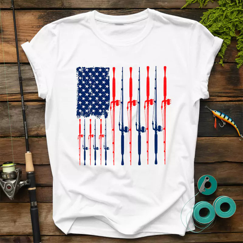 American Flag Fishing T Shirt