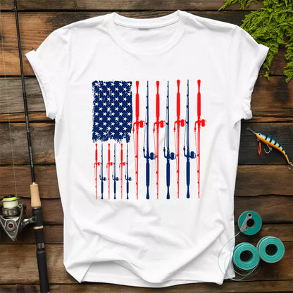 American Flag Fishing T Shirt