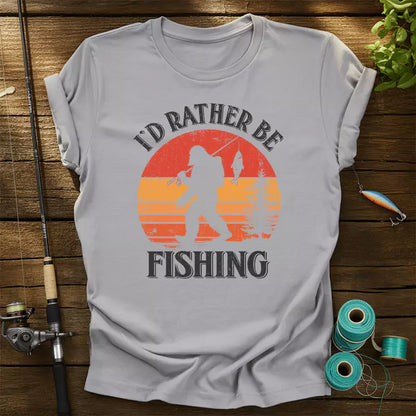 Bigfoot I'd Rather Be Fishing T-Shirt
