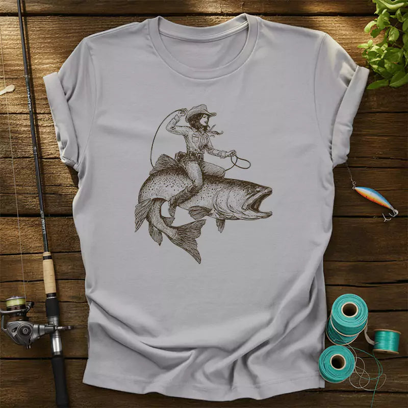 Cowgirl Riding A Fish T-Shirt