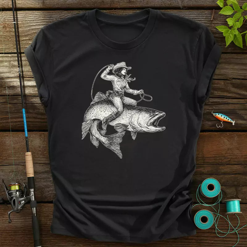 Cowgirl Riding A Fish T-Shirt