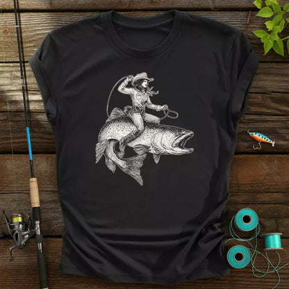 Cowgirl Riding A Fish T-Shirt