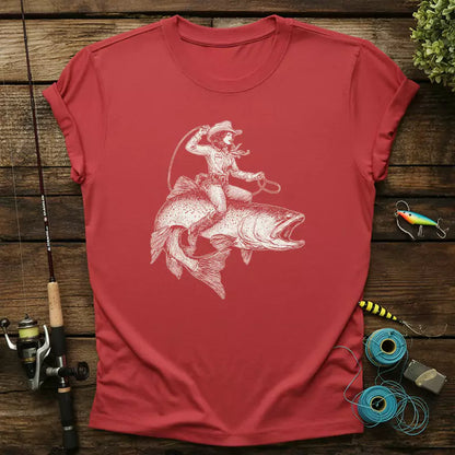 Cowgirl Riding A Fish T-Shirt