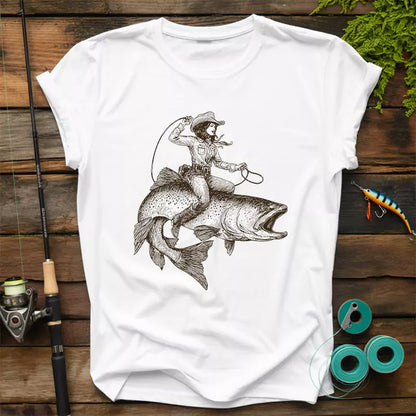 Cowgirl Riding A Fish T-Shirt