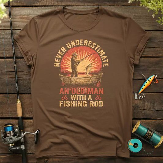 Never Underestimate An Old Man With A Fishing Rod T-Shirt