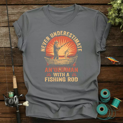 Never Underestimate An Old Man With A Fishing Rod T-Shirt