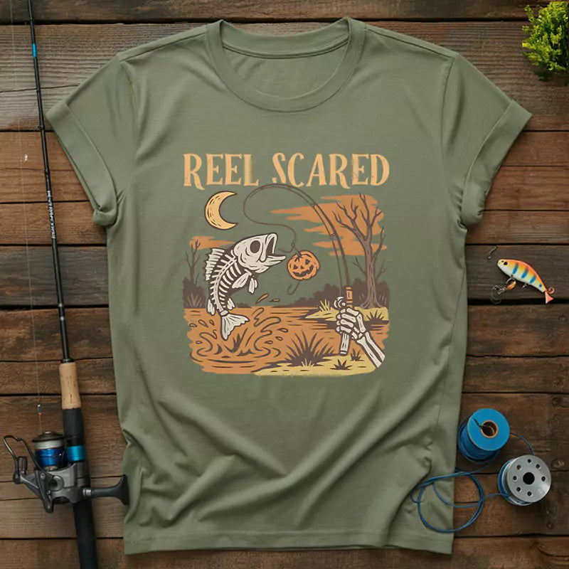 Reel Scared Halloween Fishing T-Shirt
