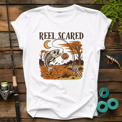 Reel Scared Halloween Fishing T-Shirt