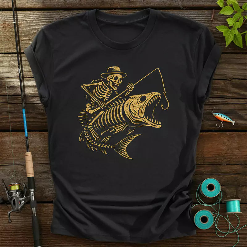 Skeleton Fishing Halloween Bass Fisherm T Shirt