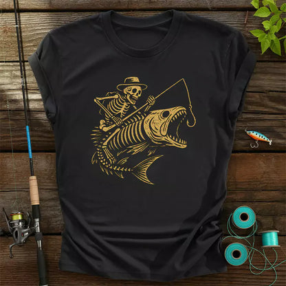 Skeleton Fishing Halloween Bass Fisherm T Shirt