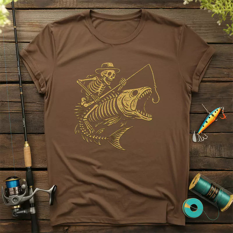 Skeleton Fishing Halloween Bass Fisherm T Shirt