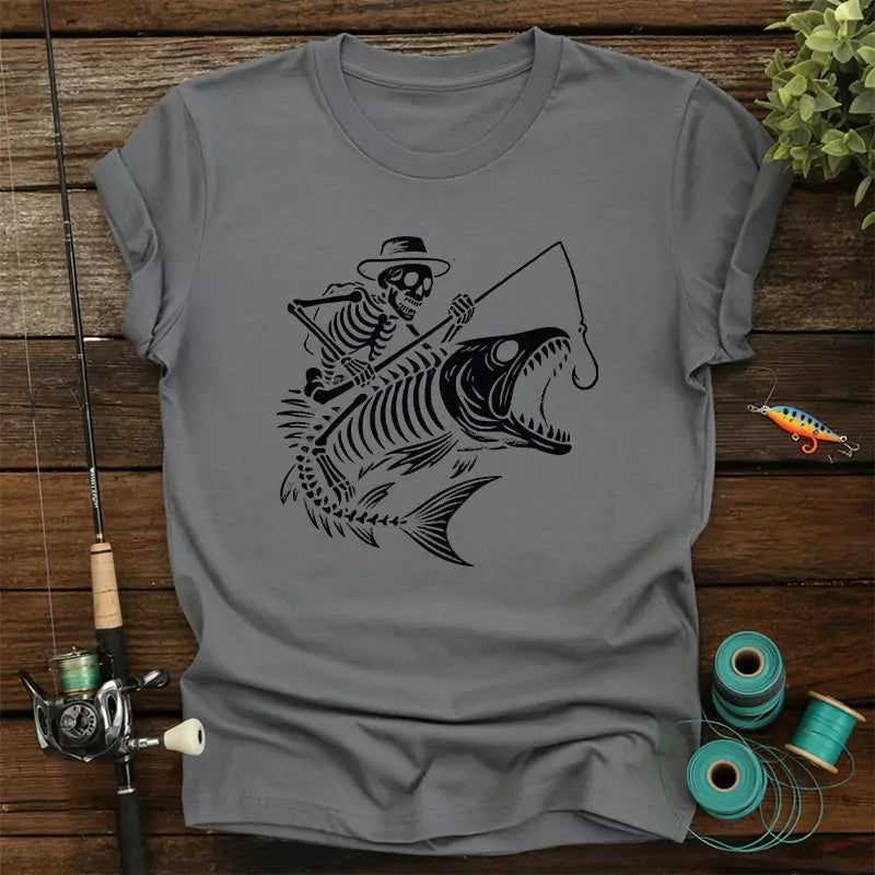 Skeleton Fishing Halloween Bass Fisherm T Shirt