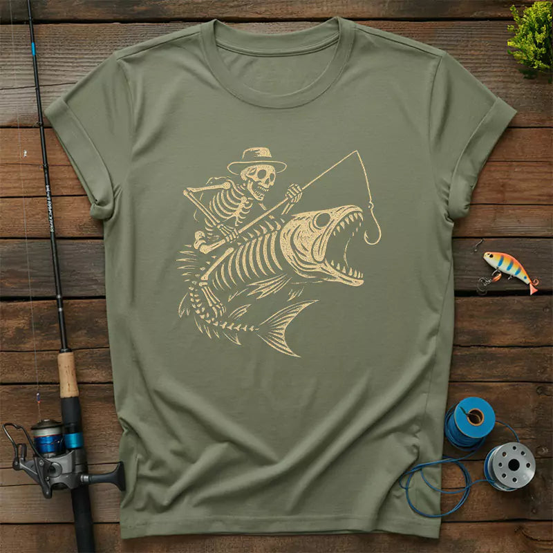 Skeleton Fishing Halloween Bass Fisherm T Shirt