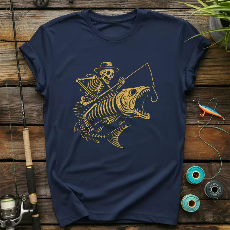 Skeleton Fishing Halloween Bass Fisherm T Shirt