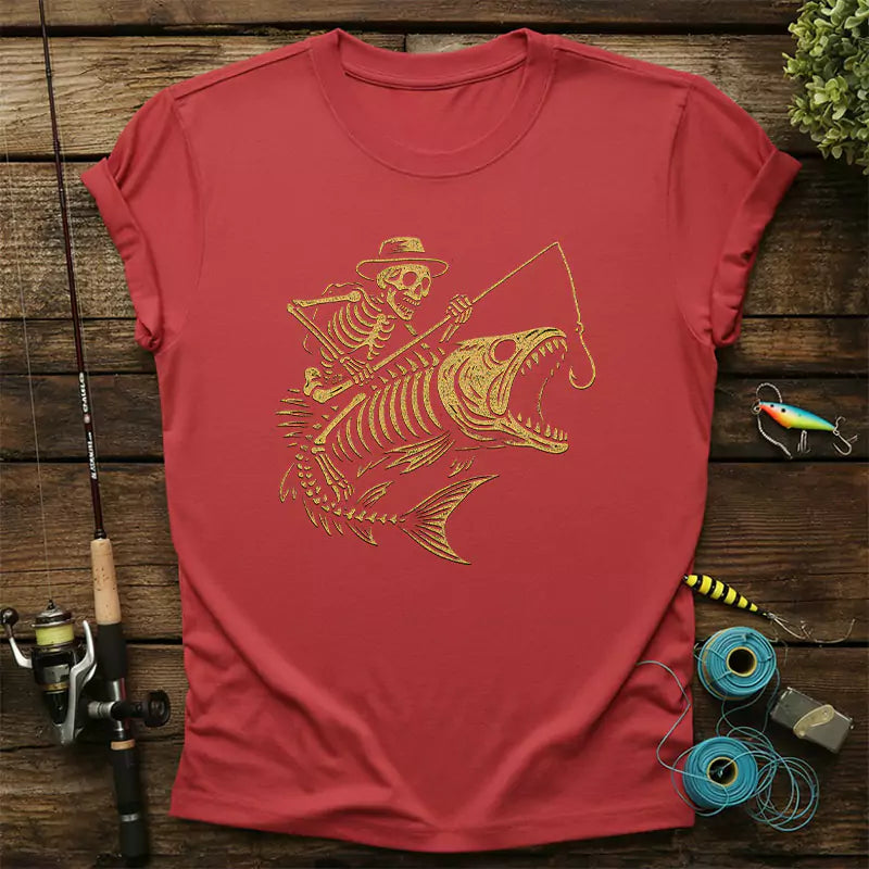 Skeleton Fishing Halloween Bass Fisherm T Shirt