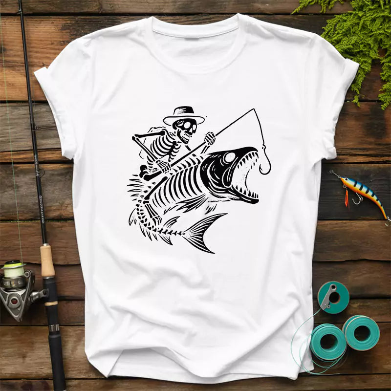 Skeleton Fishing Halloween Bass Fisherm T Shirt