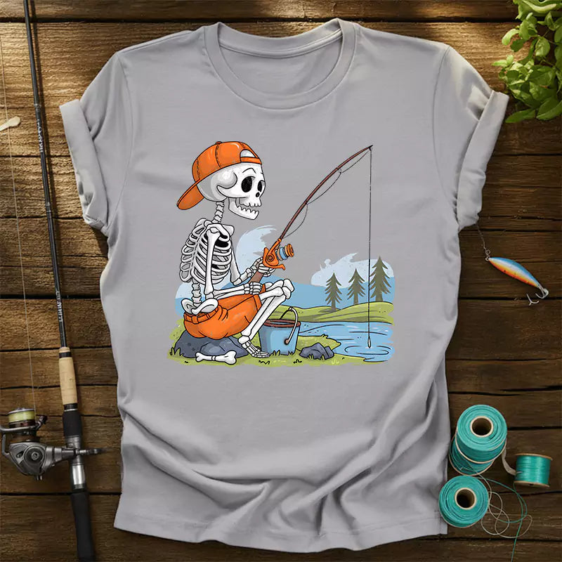 Skeleton Fishing Halloween T-Shirt