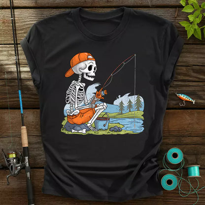 Skeleton Fishing Halloween T-Shirt