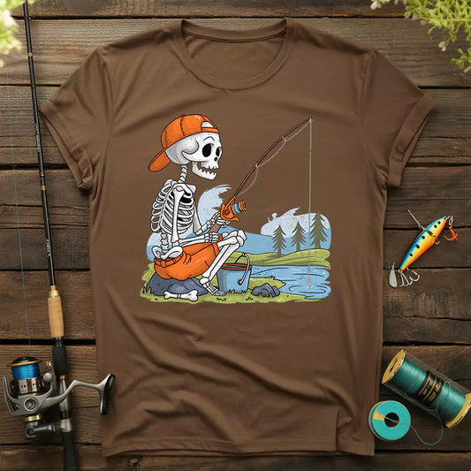 Skeleton Fishing Halloween T-Shirt