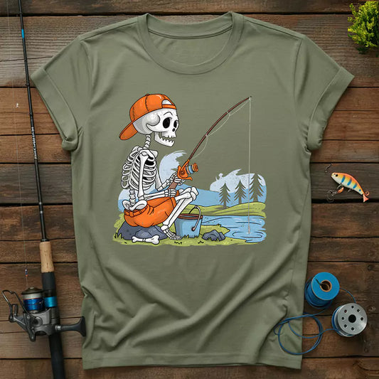 Skeleton Fishing Halloween T-Shirt
